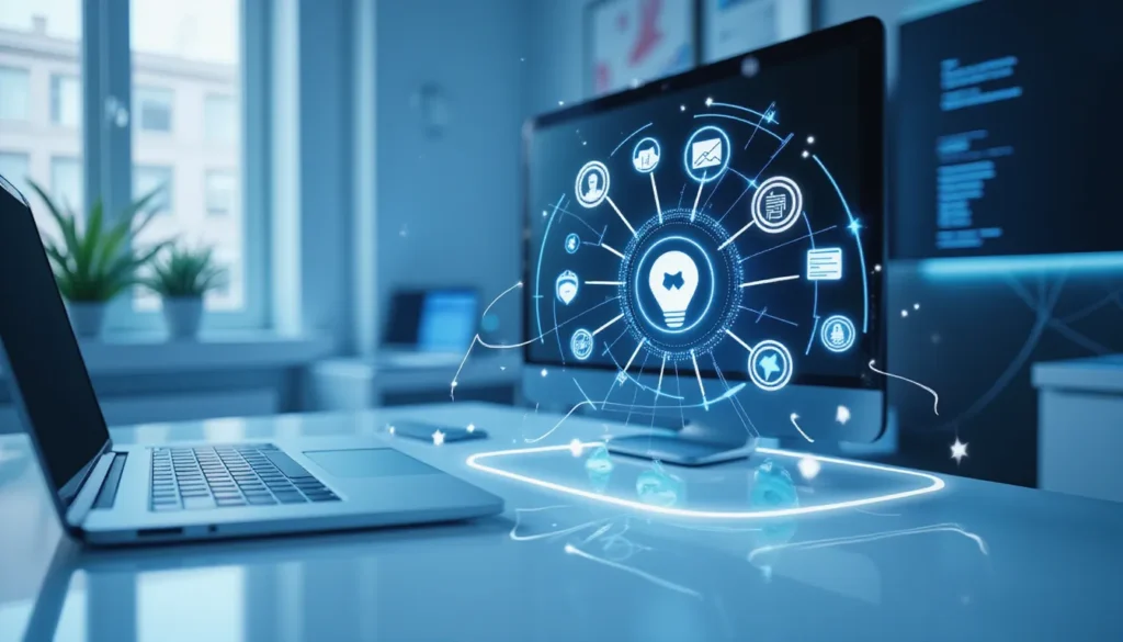 Minimalist AI-powered automation workflow graphic showing cloud infrastructure monitoring with glowing nodes and fluid circuits representing alerting systems for Kubernetes and cloud-based businesses