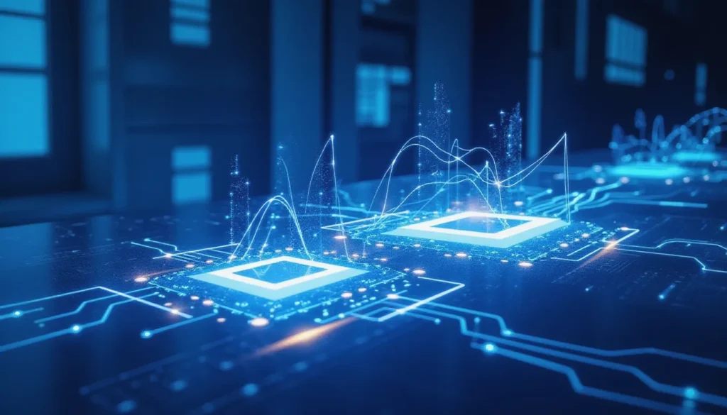 Abstract illustration of co-located AI workflows sharing GPUs for efficient vLLM inference and training, with fluid data nodes and futuristic connections representing GRPO optimization.