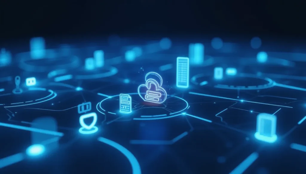 Futuristic minimalist workspace representing AI-powered automation with abstract circuits and nodes, symbolizing Gradio MCP server updates like OpenAPI integration and real-time workflow notifications.