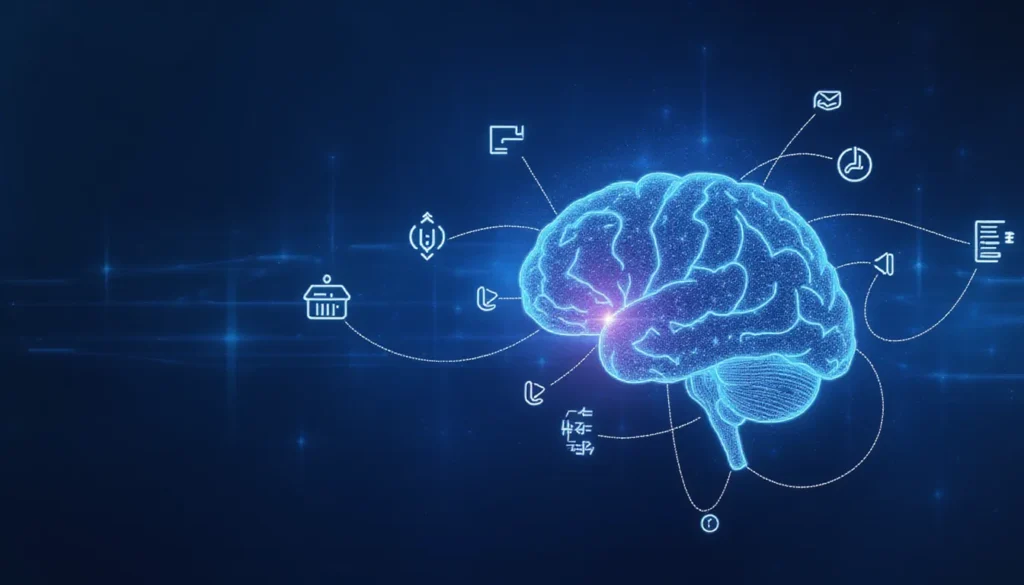 Futuristic AI automation system powered by Groq LPUs on Hugging Face, visualizing real-time language model inference with glowing data streams and workflow connections