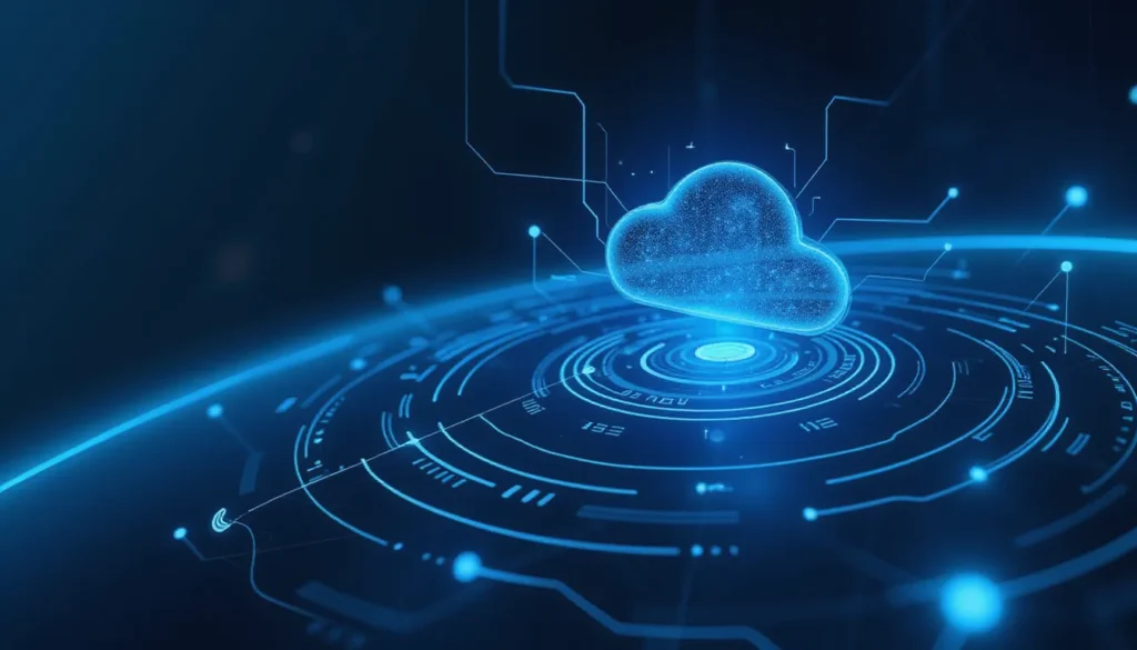 Abstract AI workspace visualizing SGLang backend integration with Transformers, featuring glowing data circuits and automation flows